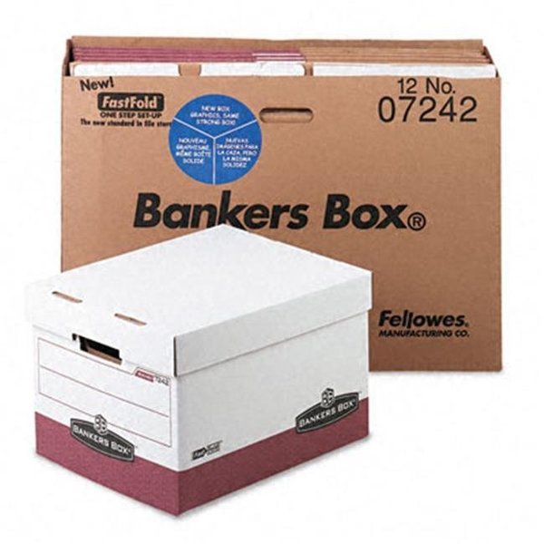 Bankers Box Bankers Box 07242 R-Kive Max Storage Box- Letter/Legal- Locking Lid- White/Red 12/Carton 7242